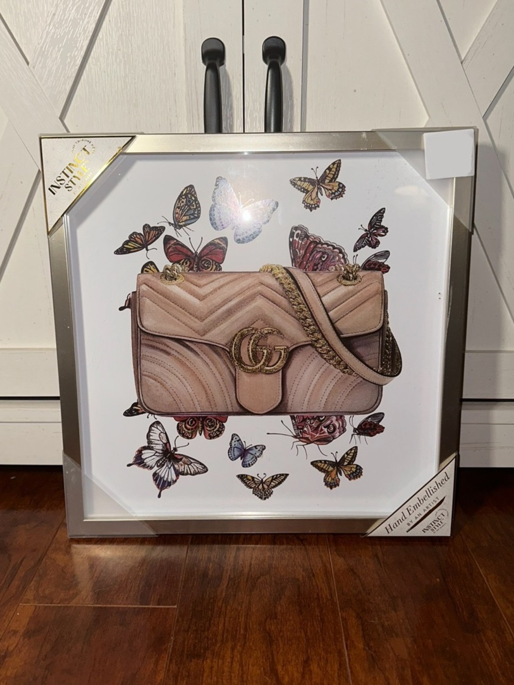 Instinct Style Pink Gucci Bag & Butterflies Wall Art